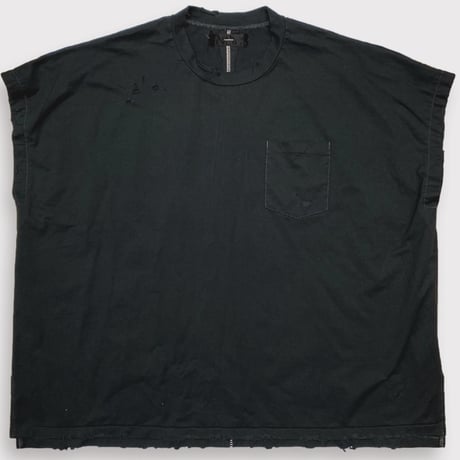 Damaged Tunic With Pocket(OVER DYED) BLACK