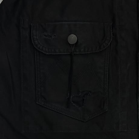 Chore Jacket With Damaged(PIGMENT DYED MOLESKIN) BLACK