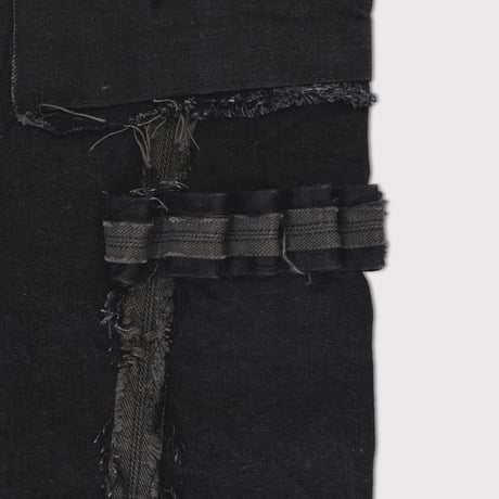 Slash Seam Twist Cargo Jeans With Wrapped(NOIR)