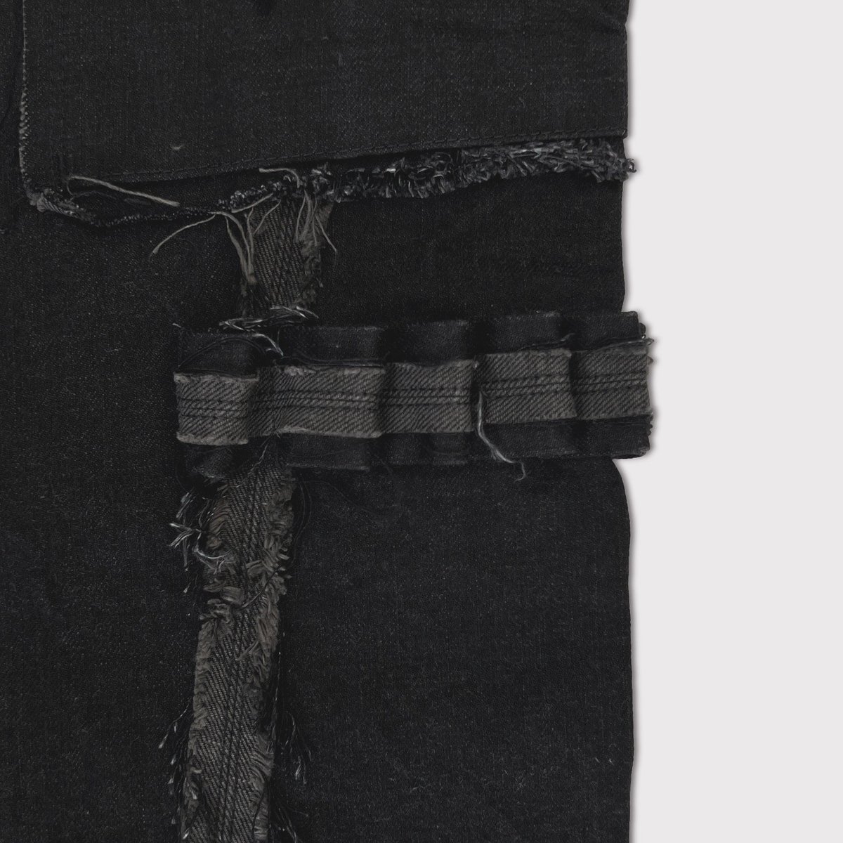 Slash Seam Twist Cargo Jeans With Wrapped(NOIR)