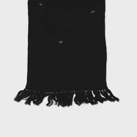 Hooded Long Muffler With Damaged(CLASSIC WOOL)BLACK