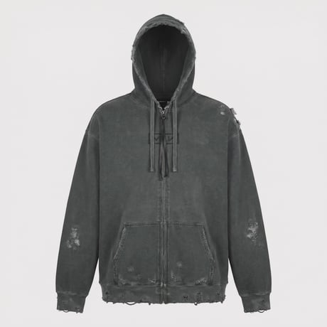 Bootleg Zip Up Hoodie With Damaged(SIN)
