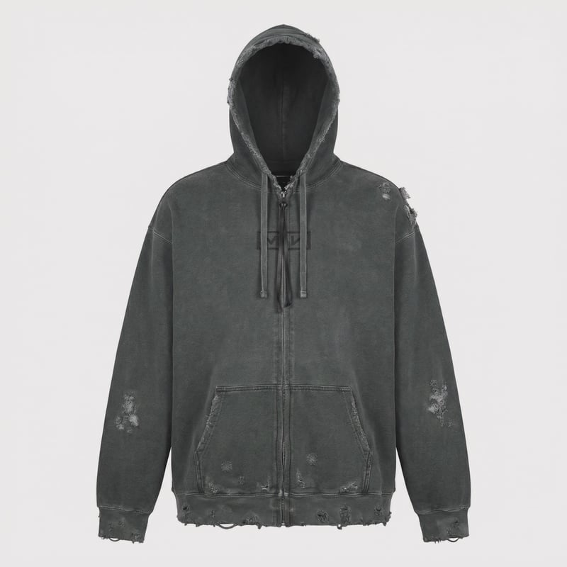 Bootleg Zip Up Hoodie With Damaged(SIN) | MINUS