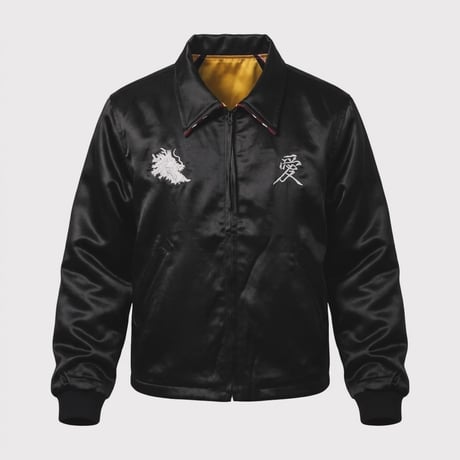 x A PUZZLING HOME Souvenir Love Jacket(TWO FACE) BLACK