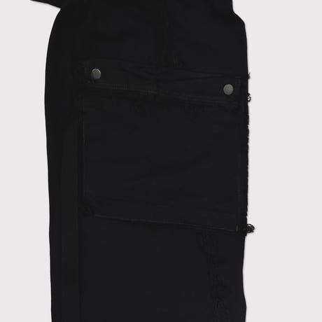 Slash Seam Twist Cargo Jeans(AFTER BLACK)