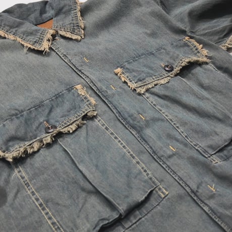 Slash Seam HBT Work Shirt With Damaged (FROM COAL MINE) DUST SAX