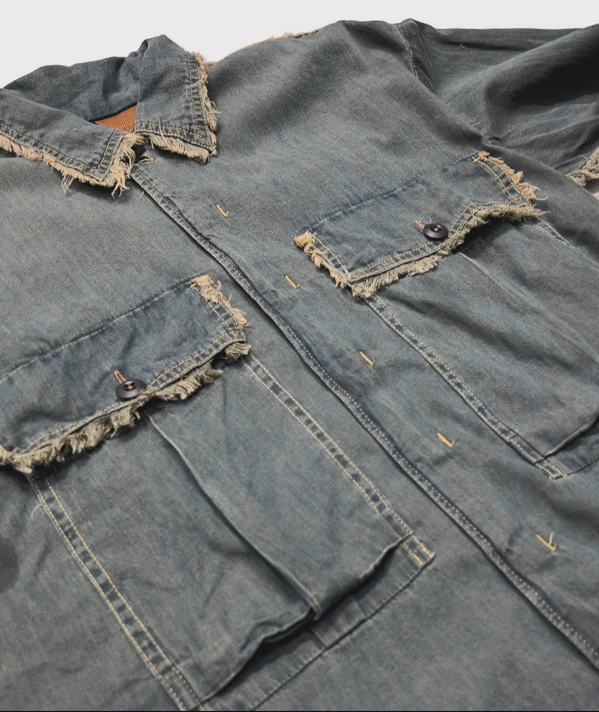Slash Seam HBT Work Shirt With Damaged (FROM CO