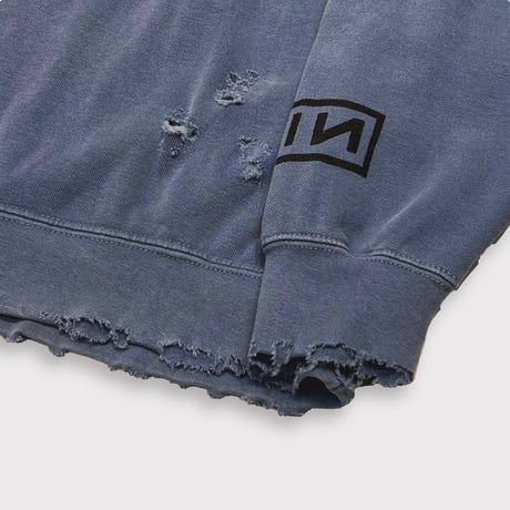 BOOTLEG CREW SWEAT(A MAN'S SHADOW)STAIN with DAMAGED