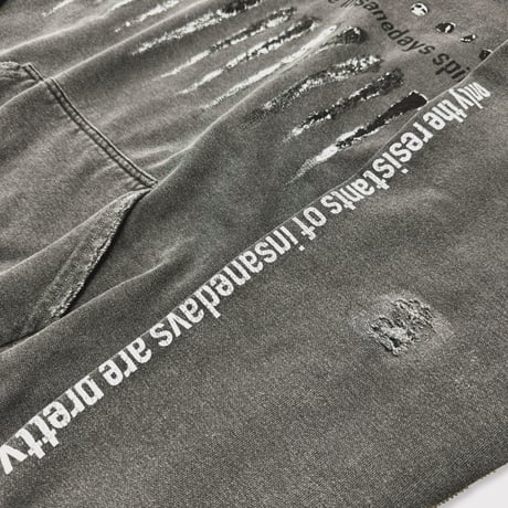 BOOTLEG HOODIE(BLACK SHINE)AGED BLACK with DAMAGED