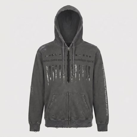 Bootleg Zip Up Hoodie With Damaged(SHINE)