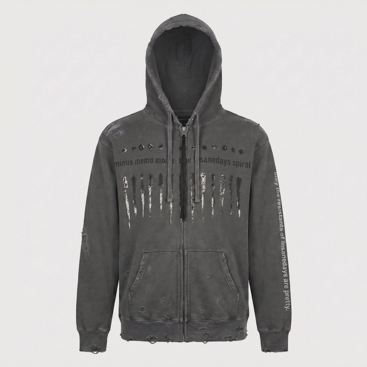 Bootleg Zip Up Hoodie With Damaged(SHINE) | MIN