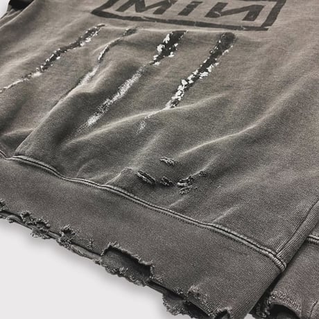 BOOTLEG CREW SWEAT(BLACK SHINE)AGED BLACK with DAMAGED