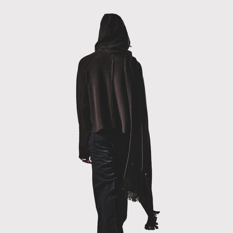 Hooded Long Muffler With Damaged(CLASSIC WOOL)BLACK