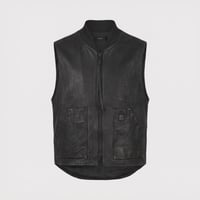Rustic Edged Classic Vest(VEGETABLE TANNING PIG LEATHER) BLACK