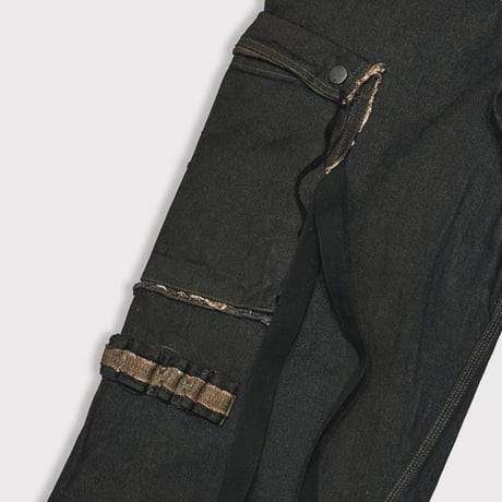 Slash Seam Twist Cargo Jeans(PERSIMMON TANGY DYED)