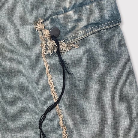 Slash Seam Twist Cargo Jeans(DUST SAX)