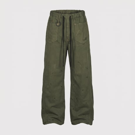Home Wide Jeans With Damaged(INLAY DENIM) OLIVE
