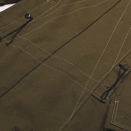Slash Seam Hunting Tailored Jacket With DAMAGED(70'S VINTAGE FRENCH ARMY) OLIVE