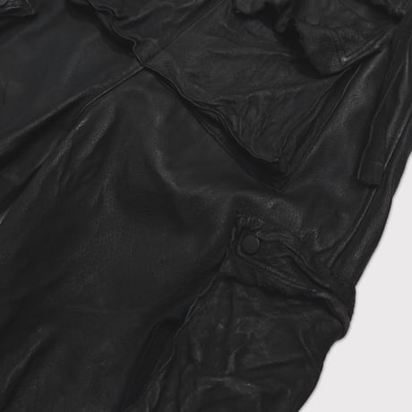 Rustic Edged HBT Short(VEGETABLE TANNING PIG LEATHER) BLACK