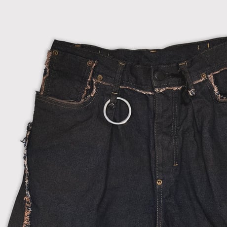 Slash Seam Twist Cargo Jeans(PERSIMMON TANGY DYED)
