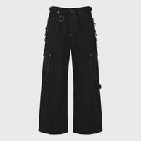 Slash Seam Twist Cargo Jeans(AFTER BLACK)