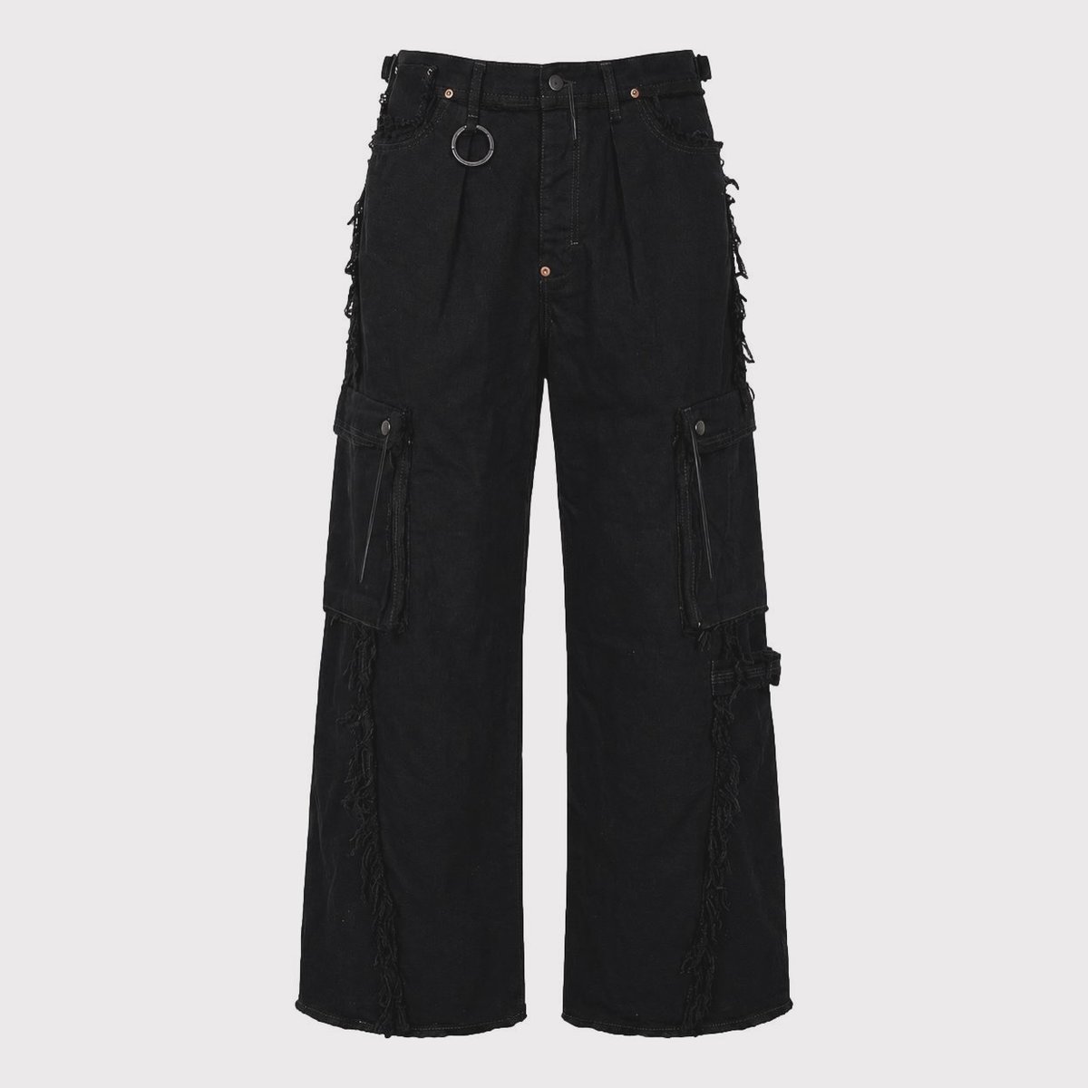Slash Seam Twist Cargo Jeans(AFTER BLACK) | MIN