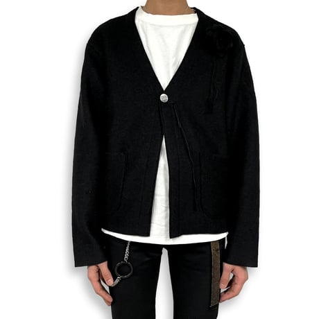 TIMELESS  CUT OFF 1B CARDIGAN BLACK ROSE(COMPRESSION KNIT)