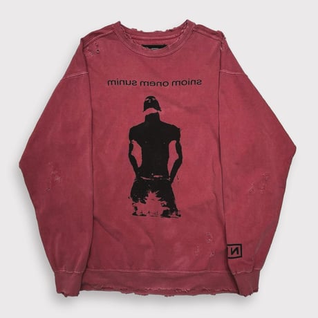 BOOTLEG CREW SWEAT(A MAN'S SHADOW)FADED SPOT with DAMAGED