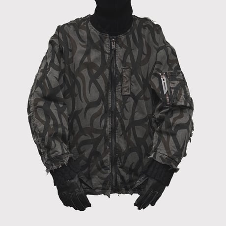 Slash Seam Tribal Camouflage Flight Jacket 20Yeas BK(AGED TWILL)BLACK LINING
