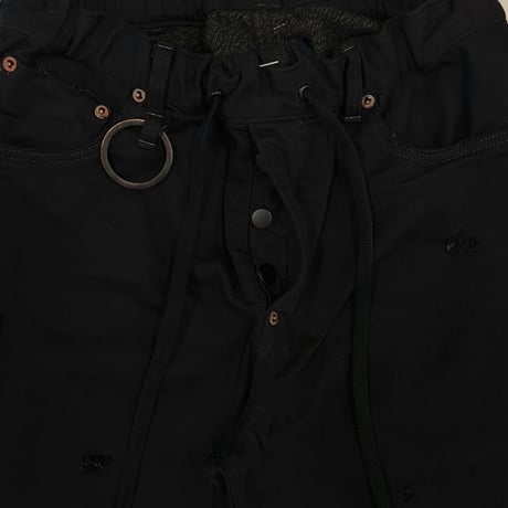 Home Flare Jeans With Damaged(INLAY DENIM) BLACK