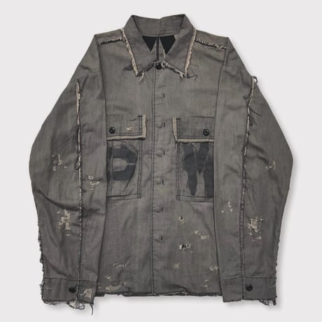 PW Slash Seam HBT Work Shirt With Damaged (FROM COAL MINE)DUST GREY