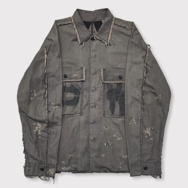 PW Slash Seam HBT Work Shirt With Damaged (FROM