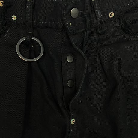Slash Seam Twist Cargo Jeans(AFTER BLACK)