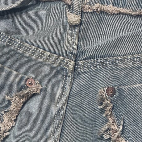 Slash Seam Twist Cargo Jeans(DUST SAX)
