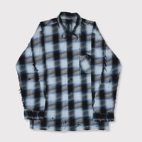 Slash Seam Ombre Check Shirt(DRUNK)BLUE