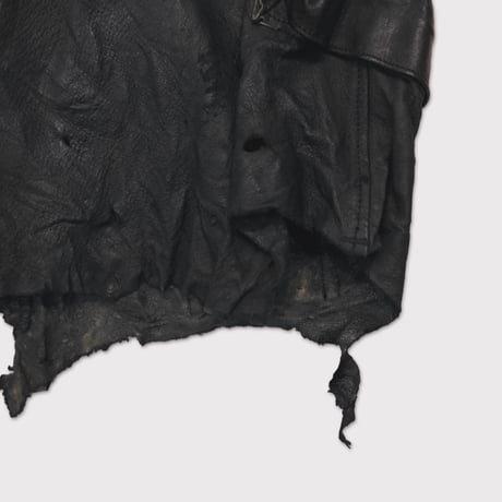 Rustic Edged HBT Short(VEGETABLE TANNING PIG LEATHER) BLACK