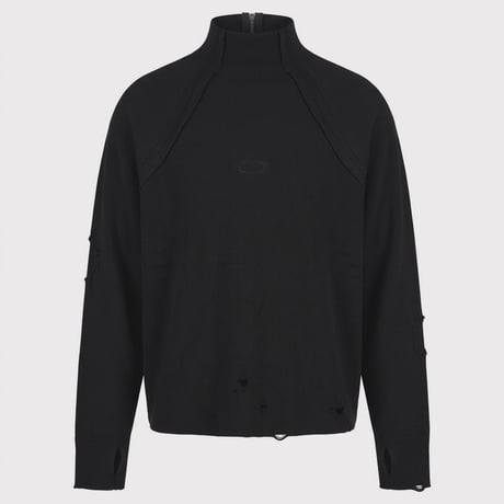 High-Neck Cotton Logo Knit With Damaged(HIGH GAUGE RIB KNIT)BLACK