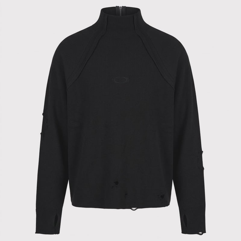 MINUS (ー) マイナス High-Neck ダメージ加工 スウェット High-Neck Cotton Logo Knit With Damaged(HIGH GA