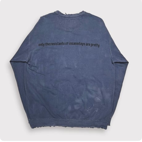 BOOTLEG CREW SWEAT(A MAN'S SHADOW)STAIN with DAMAGED