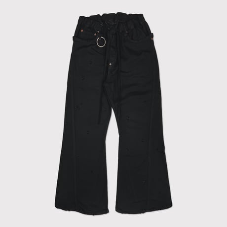 Home Flare Jeans With Damaged(INLAY DENIM) BLACK
