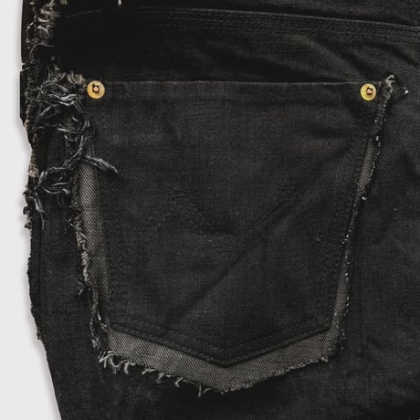 Slash Seam Twist Cargo Jeans(NOIR)