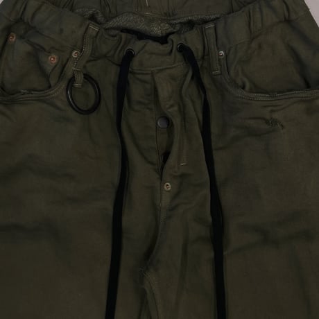 Home Flare Jeans With Damaged(INLAY DENIM) OLIVE