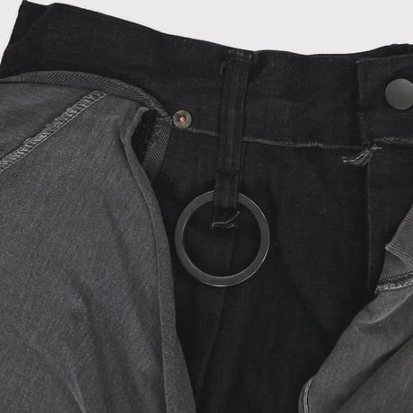 Slash Seam Twist Cargo Jeans With Wrapped(NOIR)