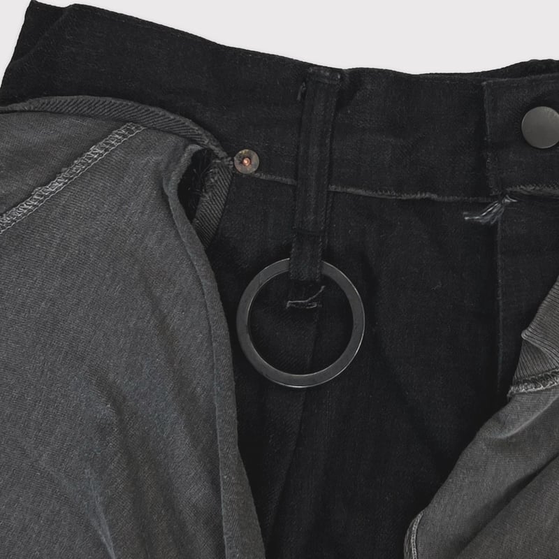 Slash Seam Twist Cargo Jeans With Wrapped(NOIR)