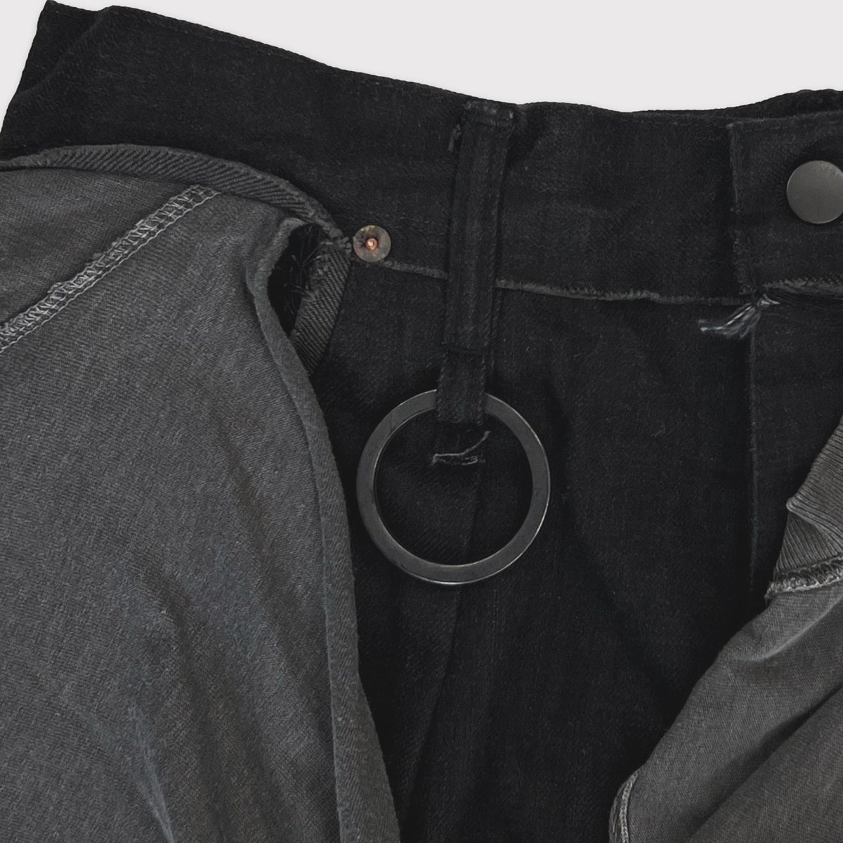 Slash Seam Twist Cargo Jeans With Wrapped(NOIR)