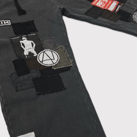 x MUZE BOOTLEG Patch Worked Sweat Pants AGED BLACK
