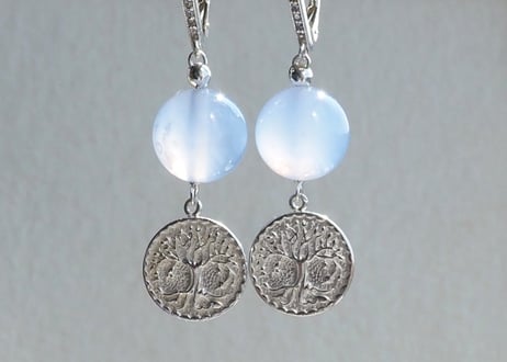 Tree of Life  ブルーカルセドニー・ピアス　silver925