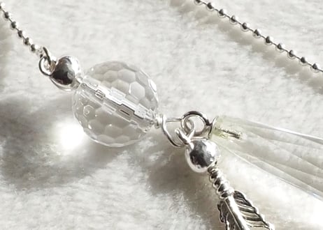 クリアクオーツ＆シルバーフェザー・ピアス silver925