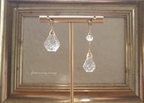 クリアクオーツ・フラワーカービングアシンメトリーピアス　K14gf