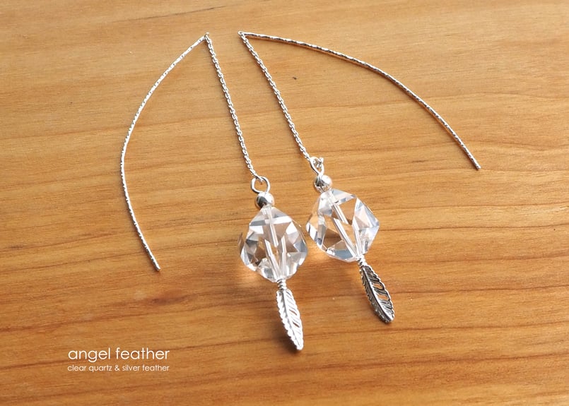 クリアクオーツ＆シルバーフェザー・ピアス silver925 | mizunone